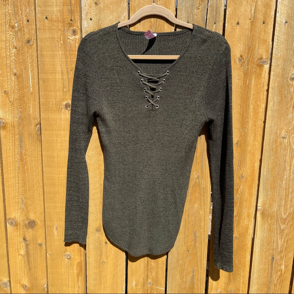 Fitted Rib Knit Long Sleeve Top by No Boundaries